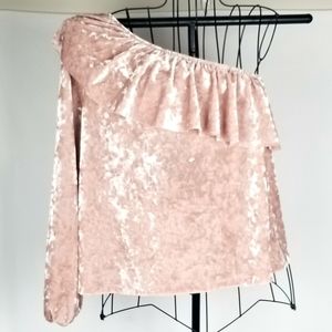 BP One Shoulder Velvet Top